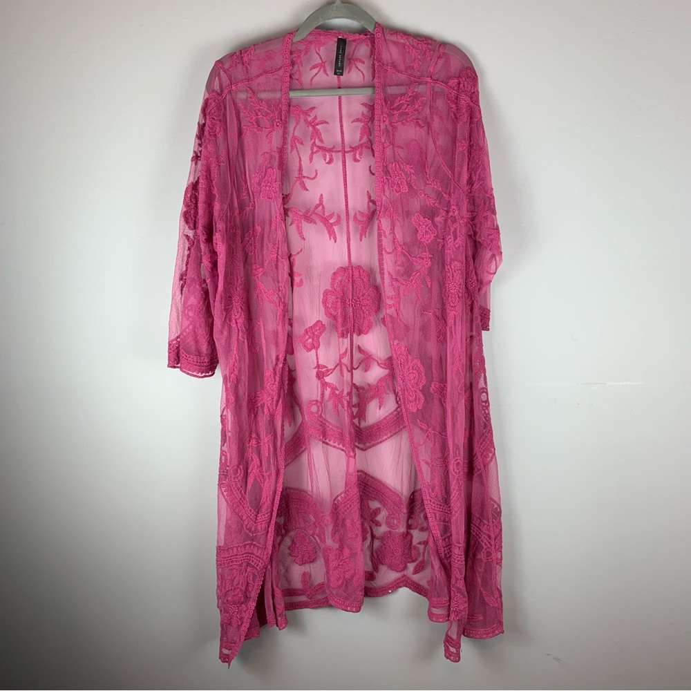 Lane Bryant Magenta Lace Kimono Duster Size 18/20